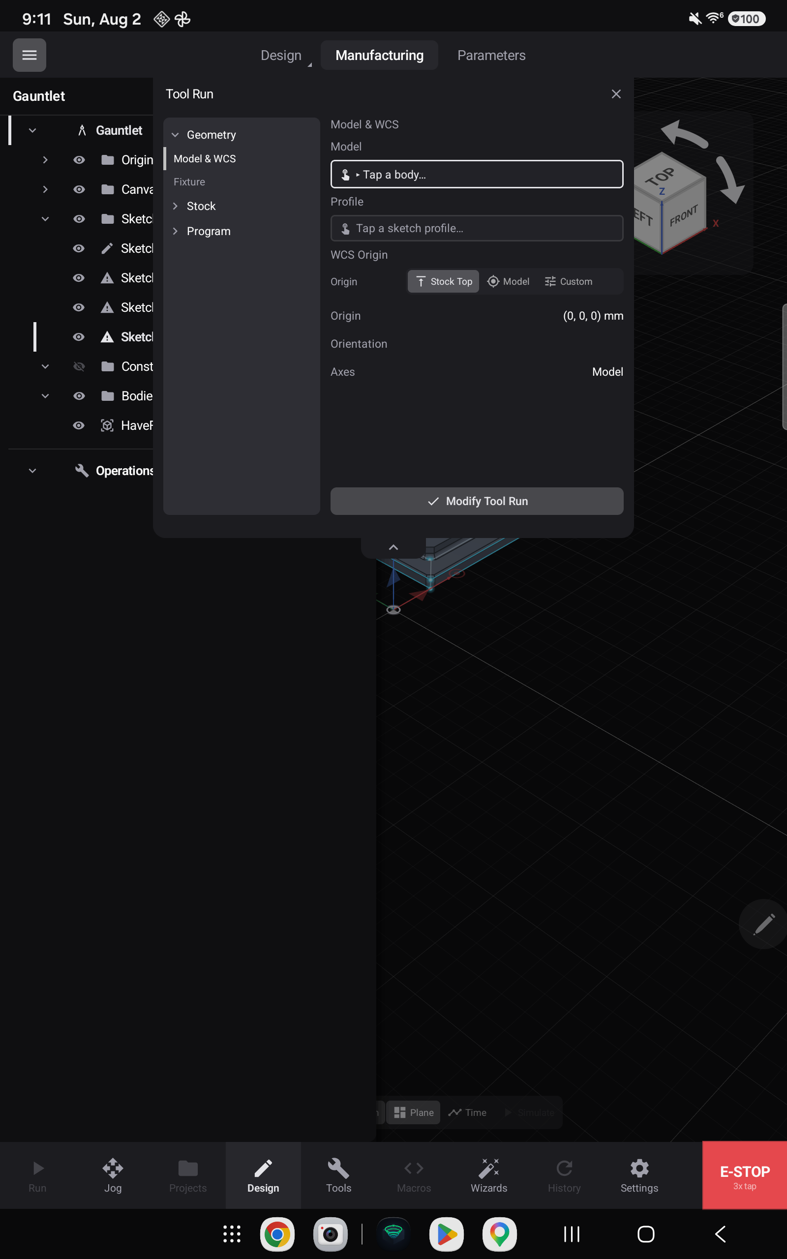 The Manufacturing workspace
