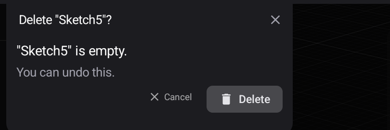The delete confirmation