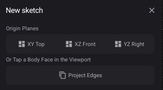 Choosing a sketch plane