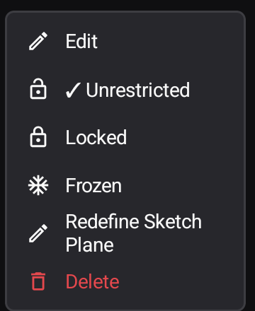 A sketch's menu