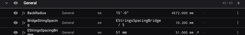 Parameters referring to other parameters, with mixed units