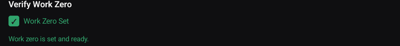 Verify work zero