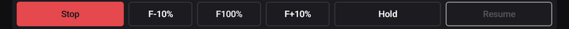 The action row while streaming — Stop, feed overrides, Hold