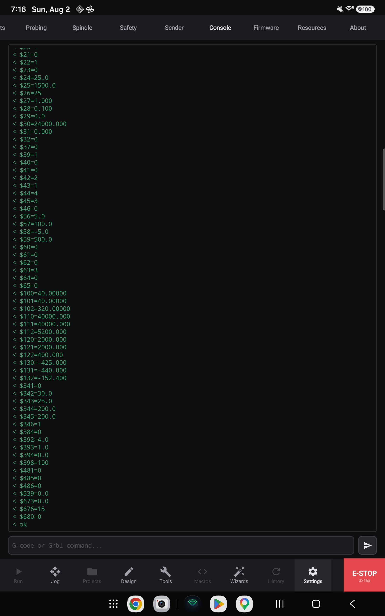 The Console tab