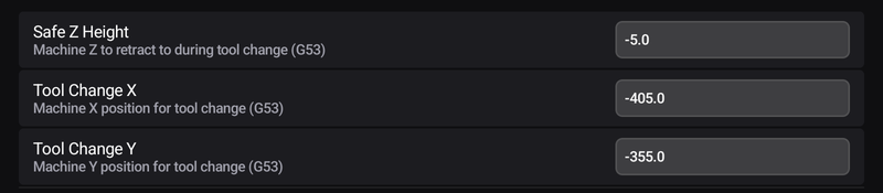 Tool change positions